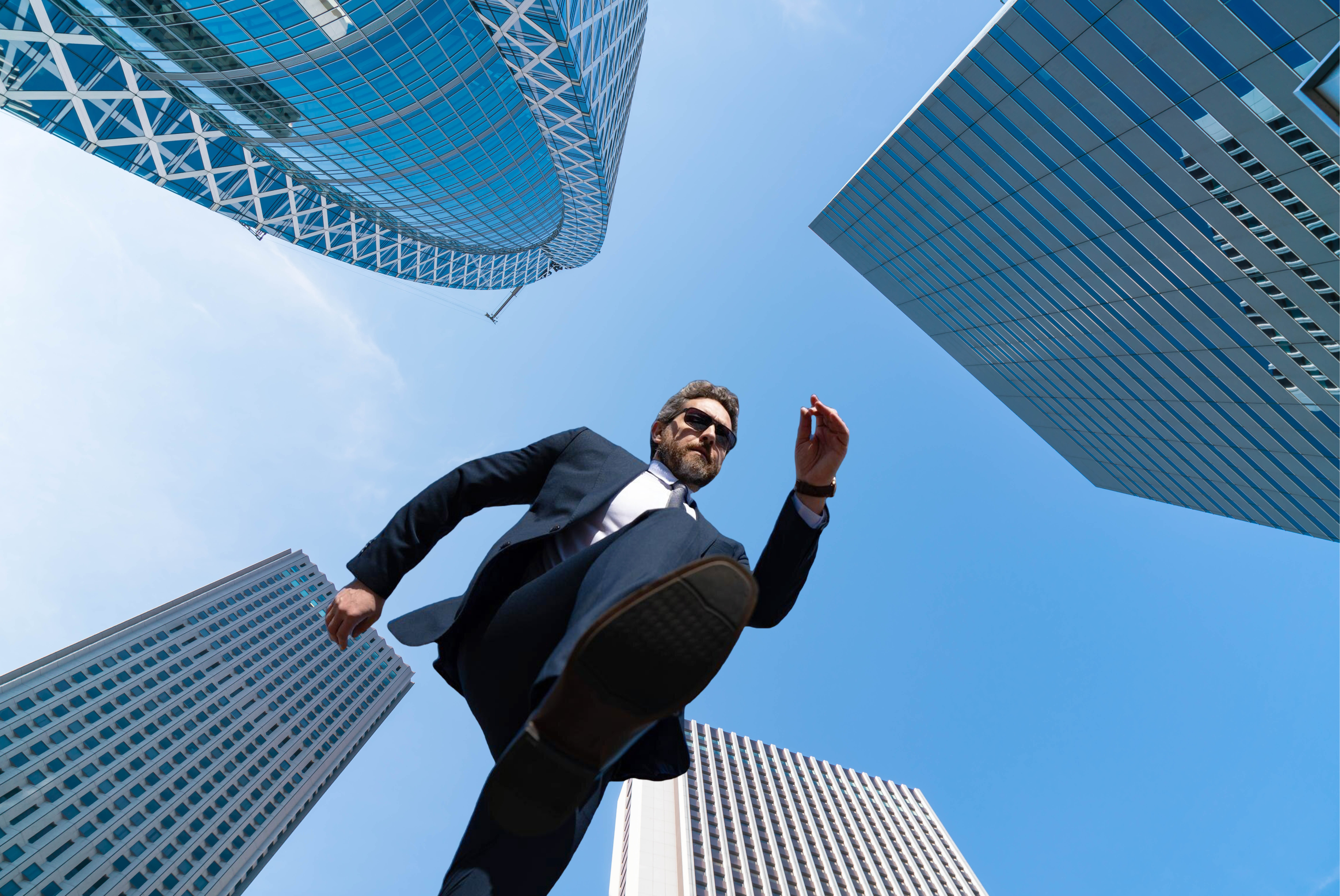 Man stepping forward, symbolizing making a mark